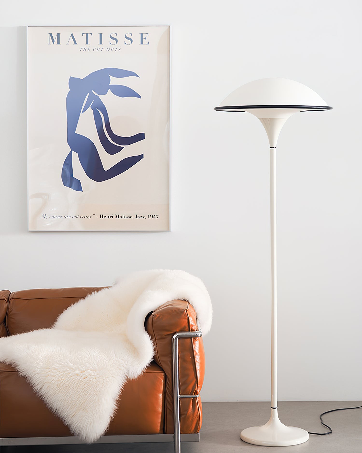 Danish Retro White Flying Saucer Floor Lamp M379
