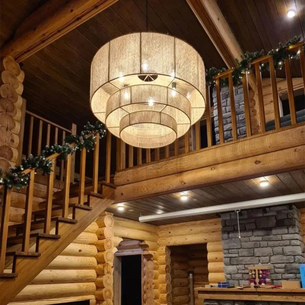The Elegant Woven Waterfall Rattan Pendant Light D828