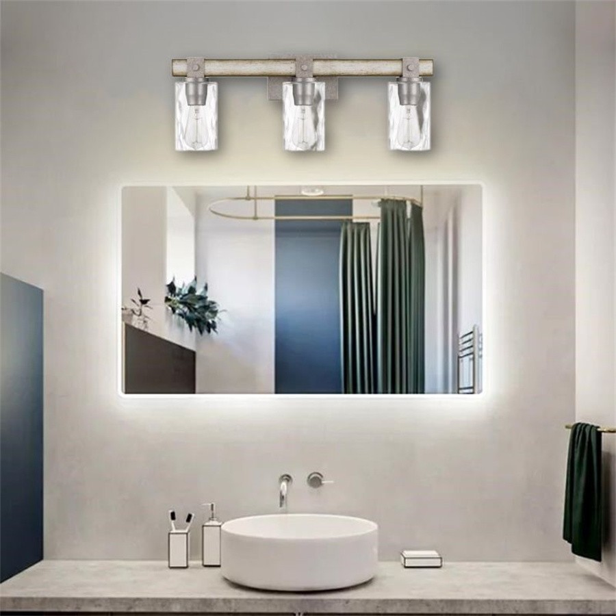 Industrial Wash Wood Cylindrical Glass Wall Lamp S111