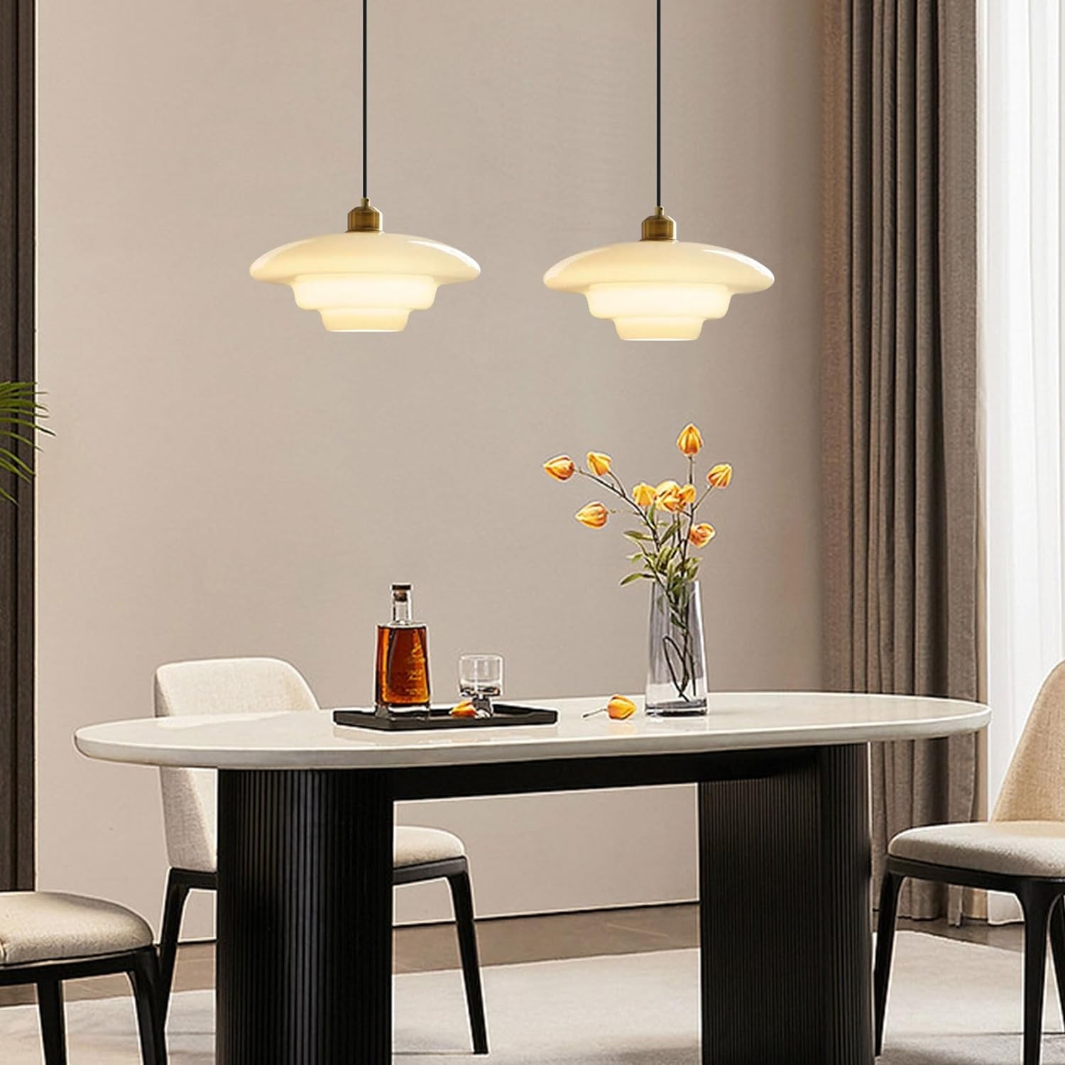 Mid-Century Art Milk White Glass Pendant Lamp S81