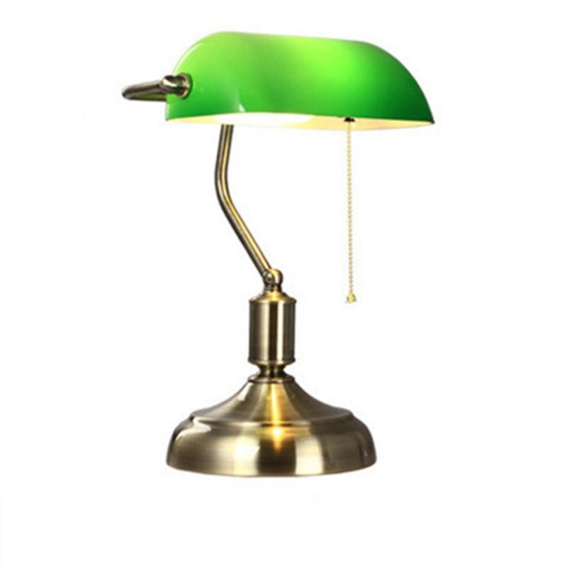 Vintage Glass Banker Desk Lamp Library Table Lamp S53