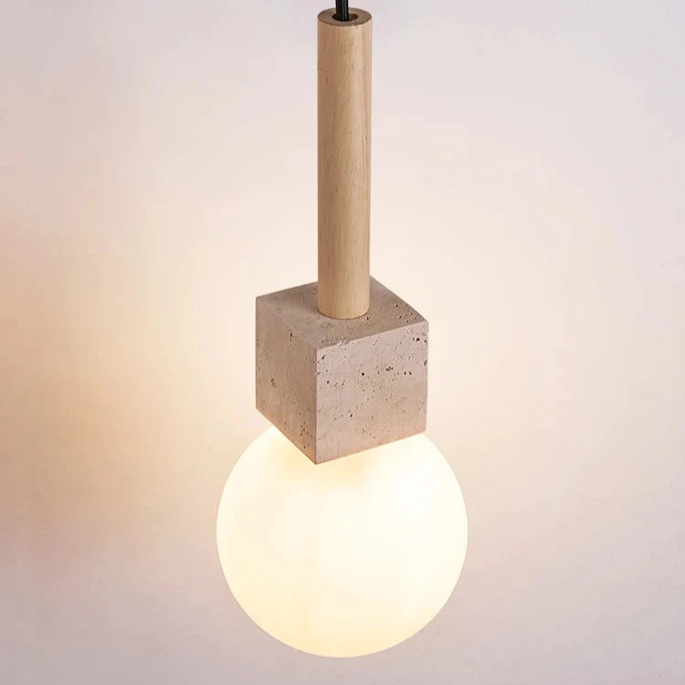 Modern Travertine Cube Pendant Light D928