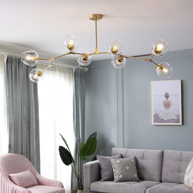 Asymmetrical Articulated Globe Branching Bubble Chandelier
