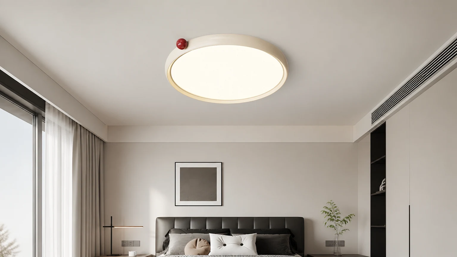 Lampa sufitowa LED Geos D09 zainstalowana w spokojnym wnętrzu