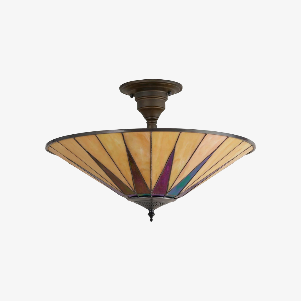 TF Dark Star Tiffany Ceiling Lamp - Stained Glass Star Design for Dining or Hall T637