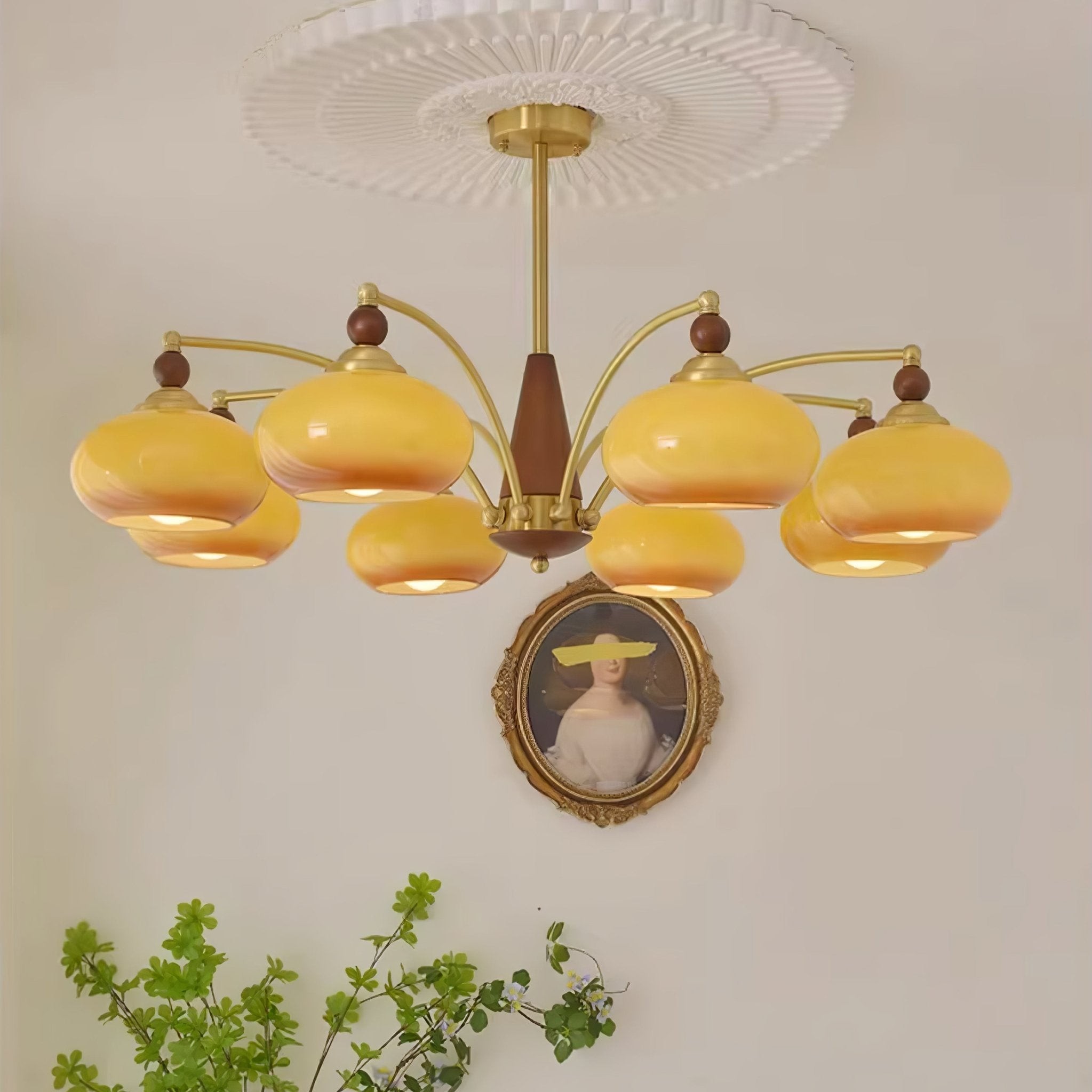 Vintage Multihead Persimmon Chandelier M431