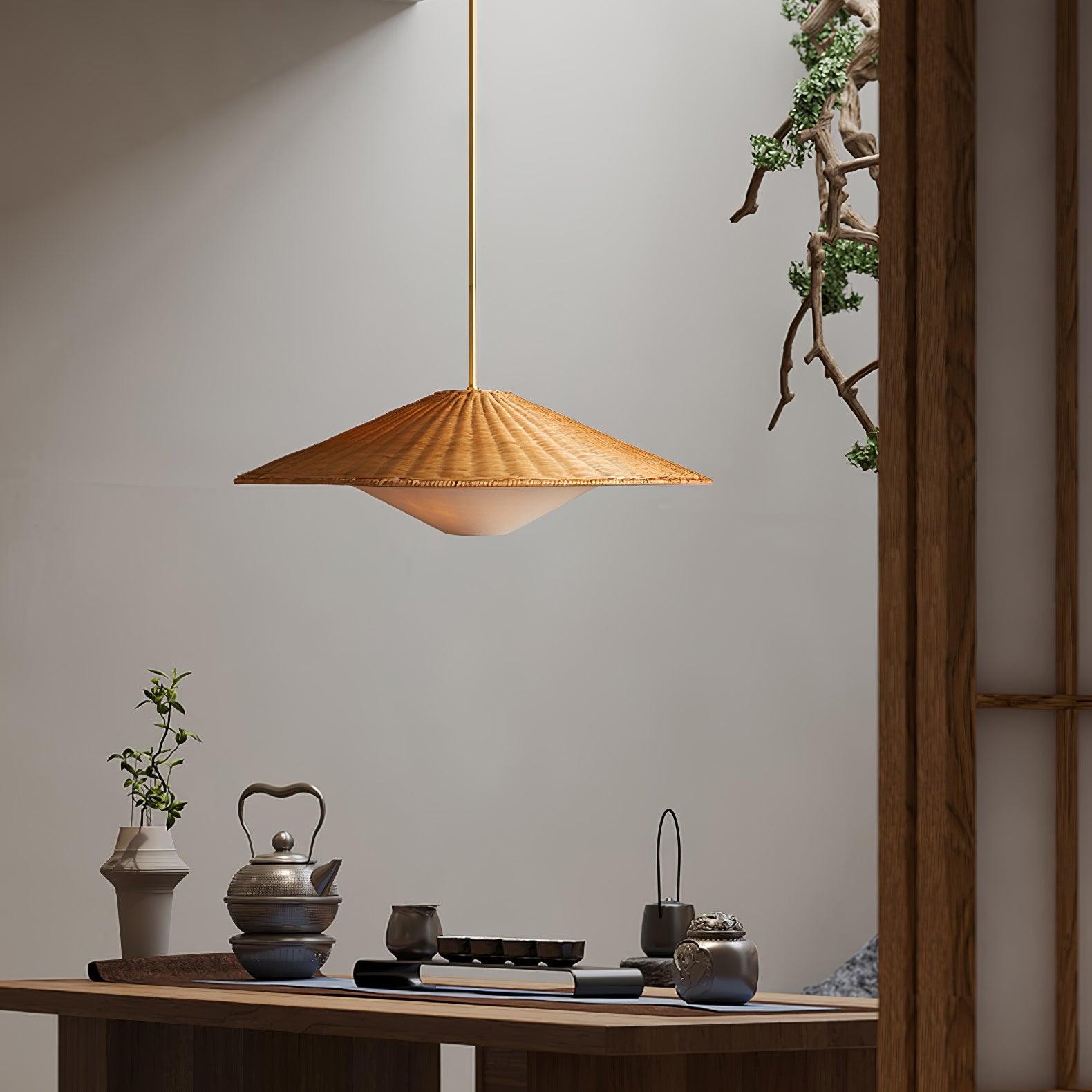 Rattan Hat Pendant Light Suitable For Living Room M29