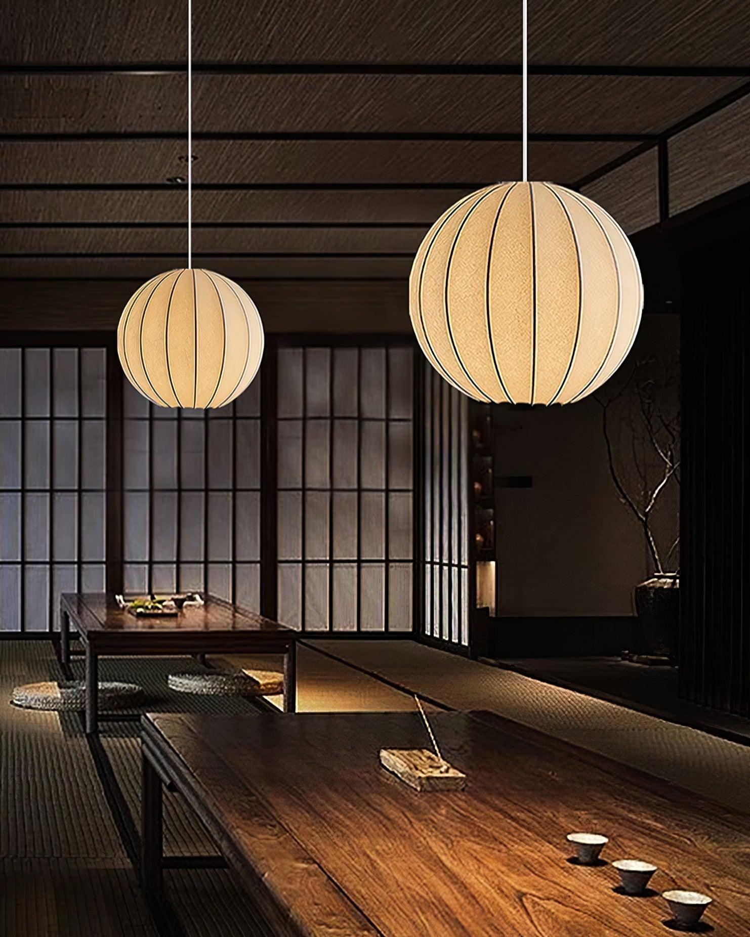 Creative Japanese Minimalist Silk Pendant Lamp For Restaurant M462