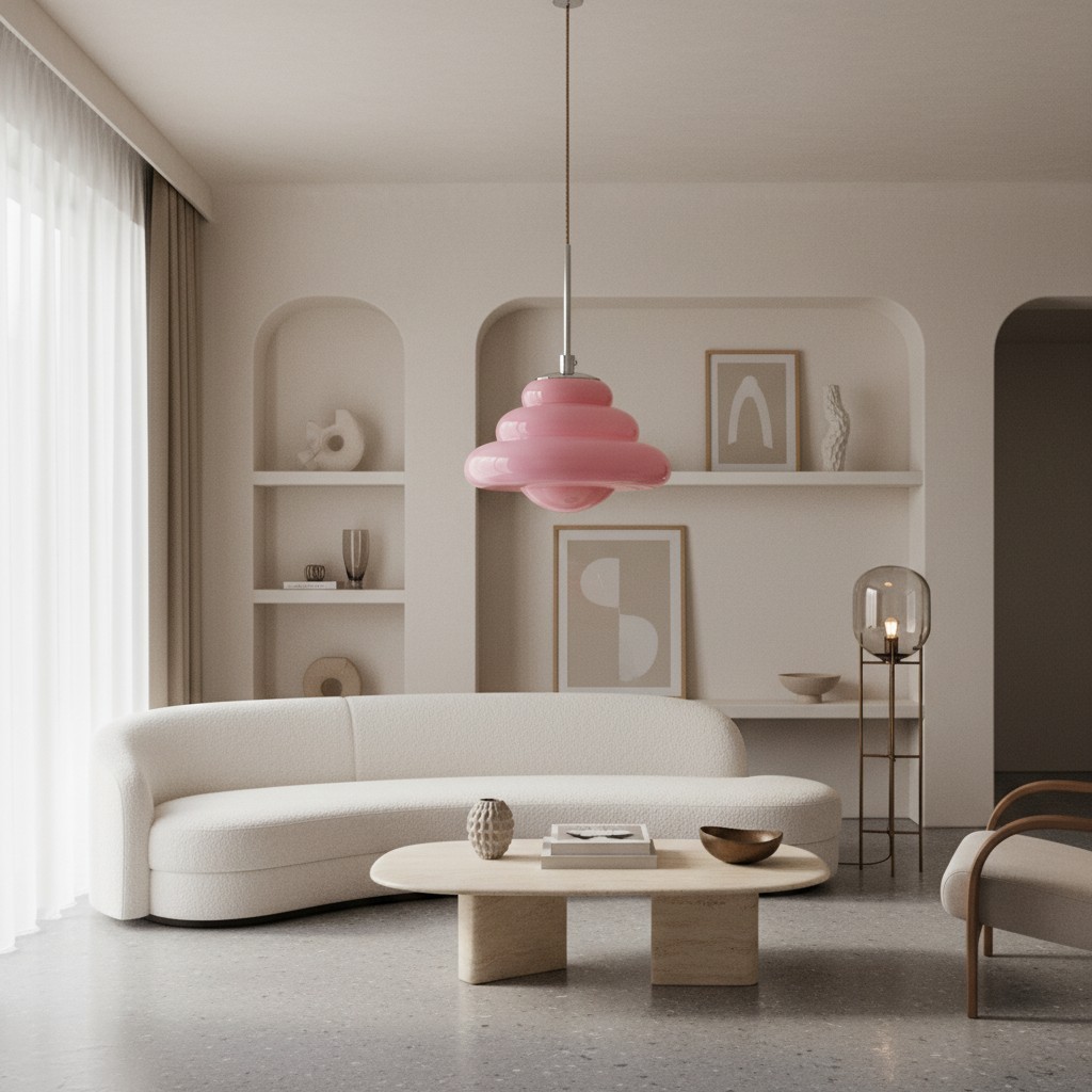 Bomiello Modern Layered Glass Pendant Light - Sculptural Minimal Light for Living Room or Bedroom T586