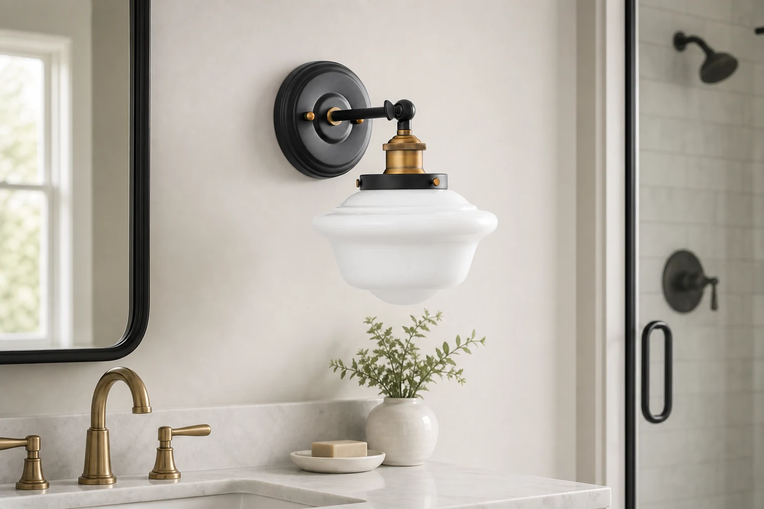 Lampa toaletkowa Lavagna w łazienkowej scenie lifestylowej