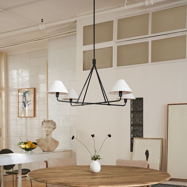 Diora Sleek Metal & Fabric Chandelier for Dining Room T038