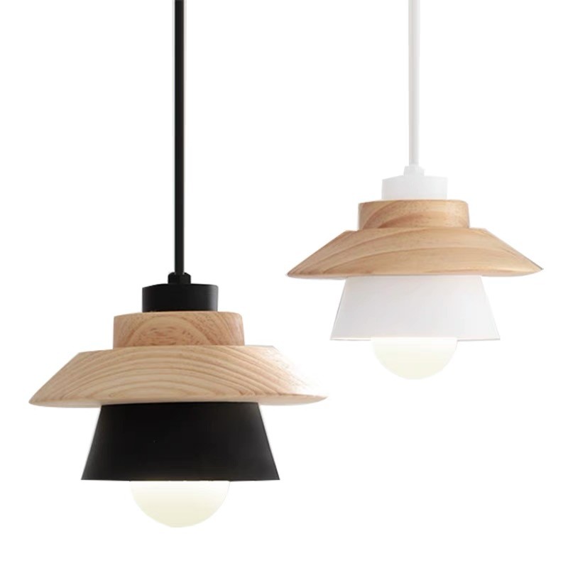 Varianten der MONO Holz-Pendelleuchte in Schwarz und Weiß