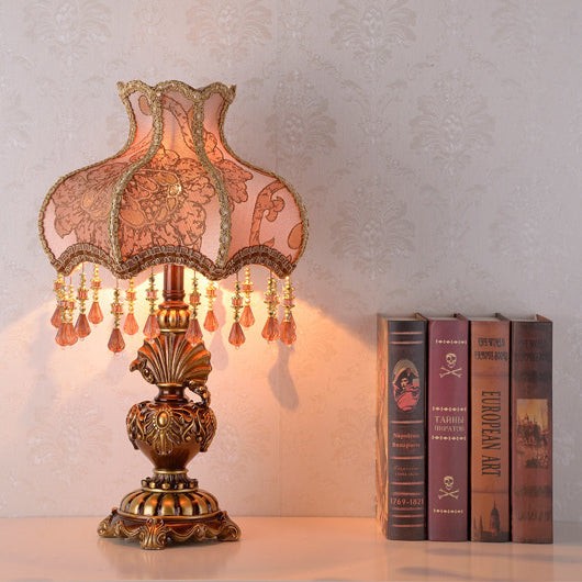Traditional European Pink Pattern Lampshade Table Lamp M12