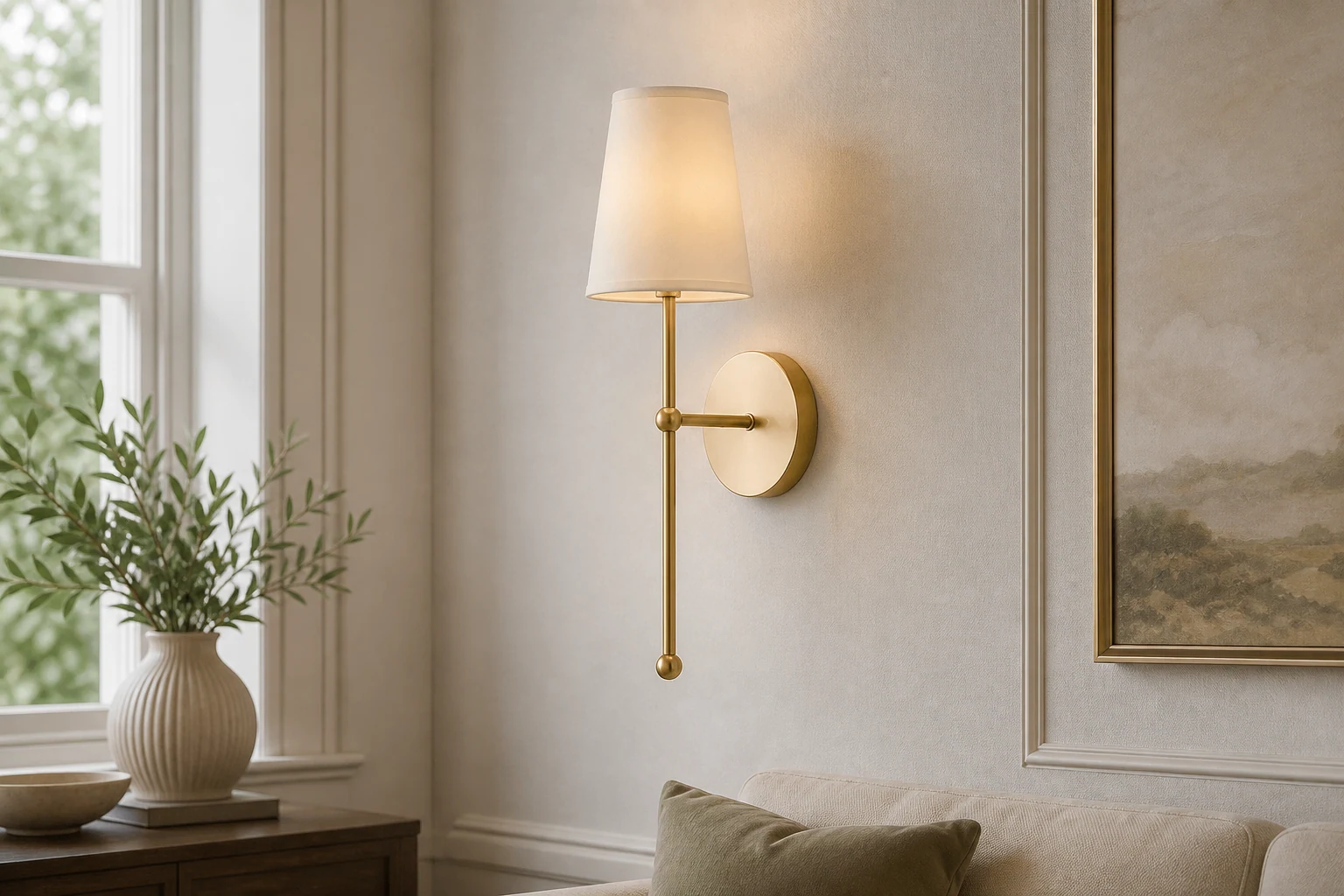 Złota lampa ścienna w stylu życia w pomieszczeniach