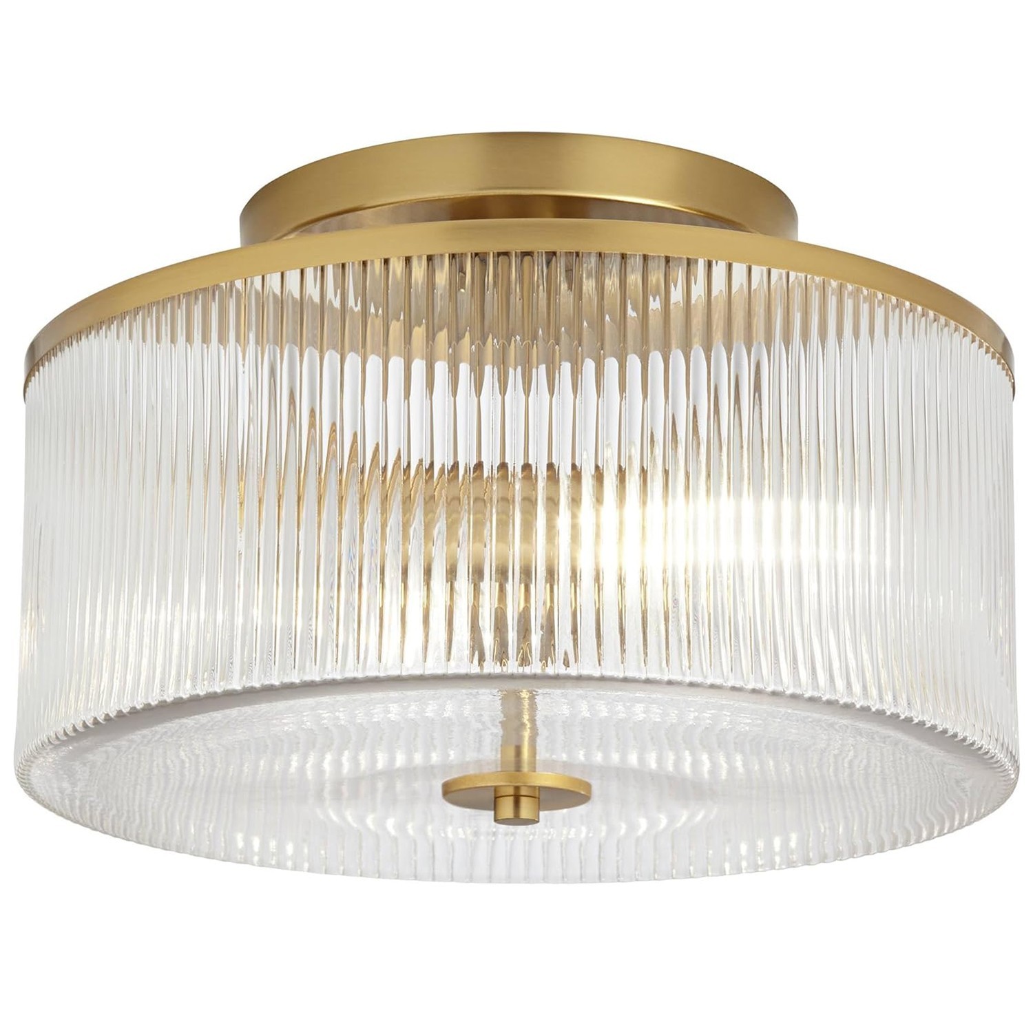 Claude Farmhouse Striped Glass Drum Ceiling Light G91