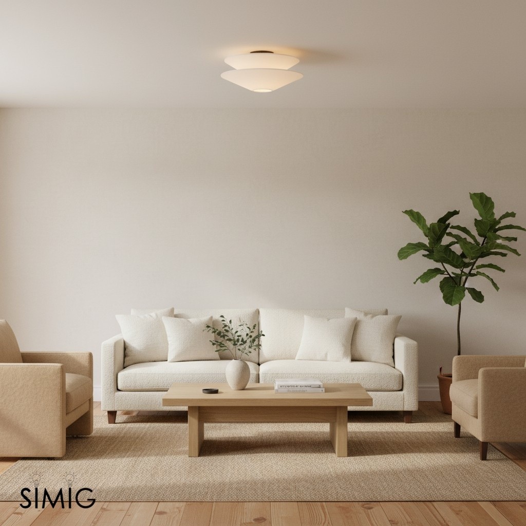 Solivara Contemporary Milky White Linen Ceiling Lamp for Living Room T112