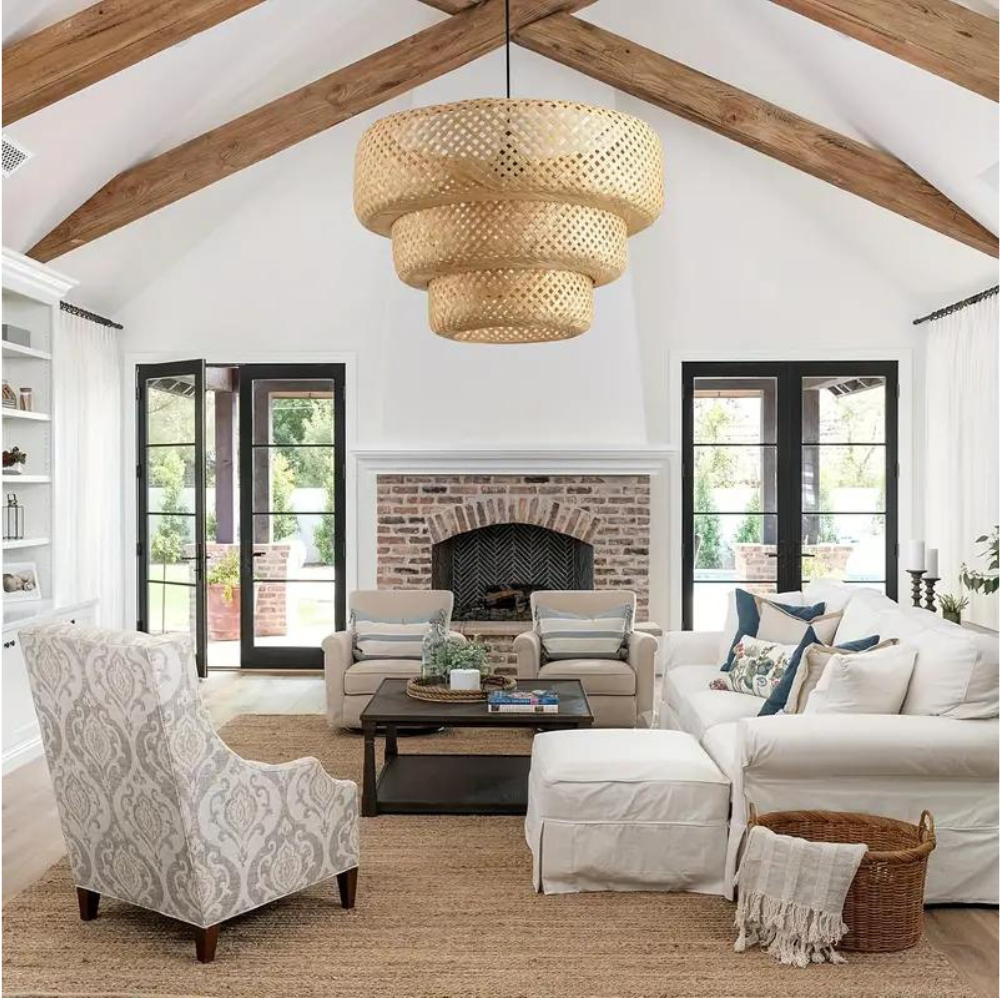 Boho Bamboo Pendant Light Fixture D897