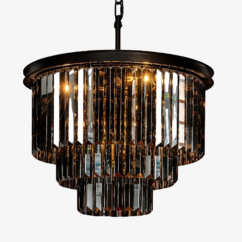 Aurevon Crystal Prism Metal Frame Modern Ceiling Chandelier for Home and Hotel T494