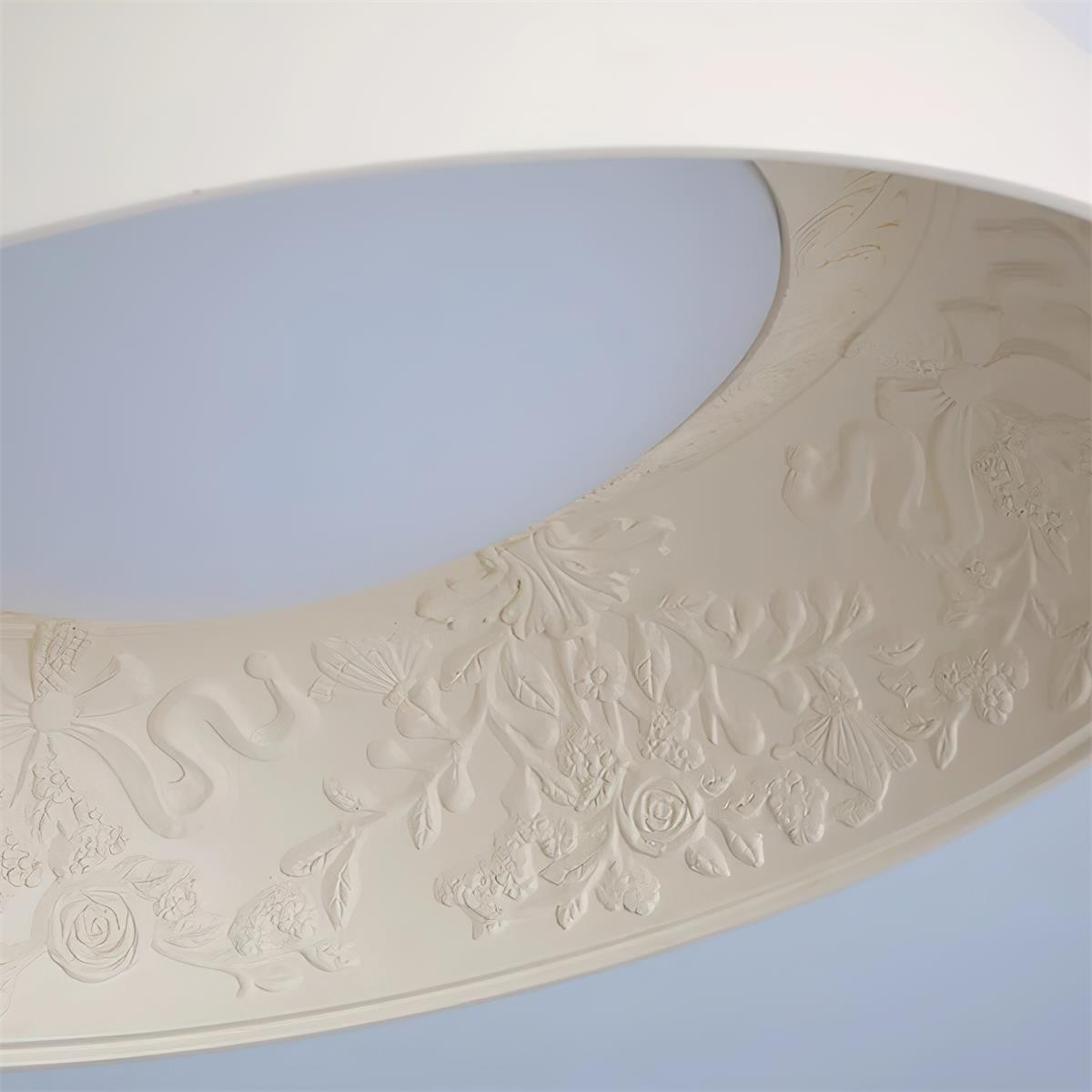 French Romantic Carved Round LED Ceiling Lamp M365
