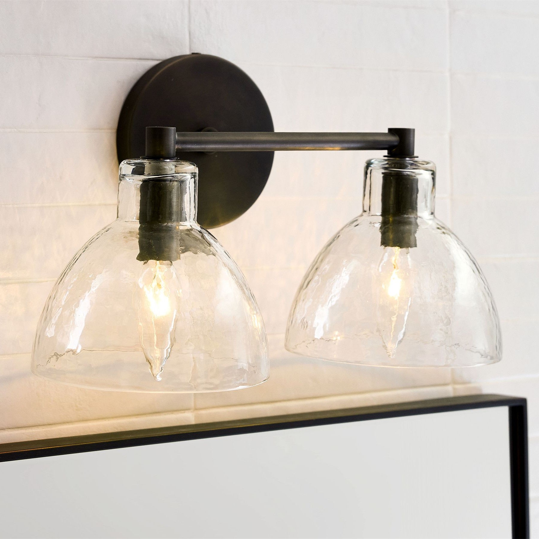 Glavira Recycled Glass Double Sconce - Indoor Brass Wall Lighting T049