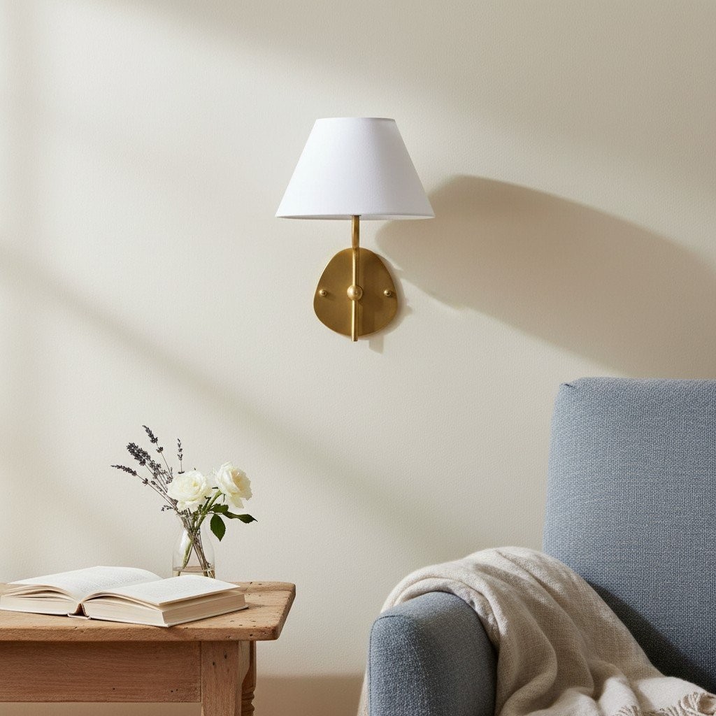 Lámpara de pared individual Kulo en una escena de habitación minimalista.
