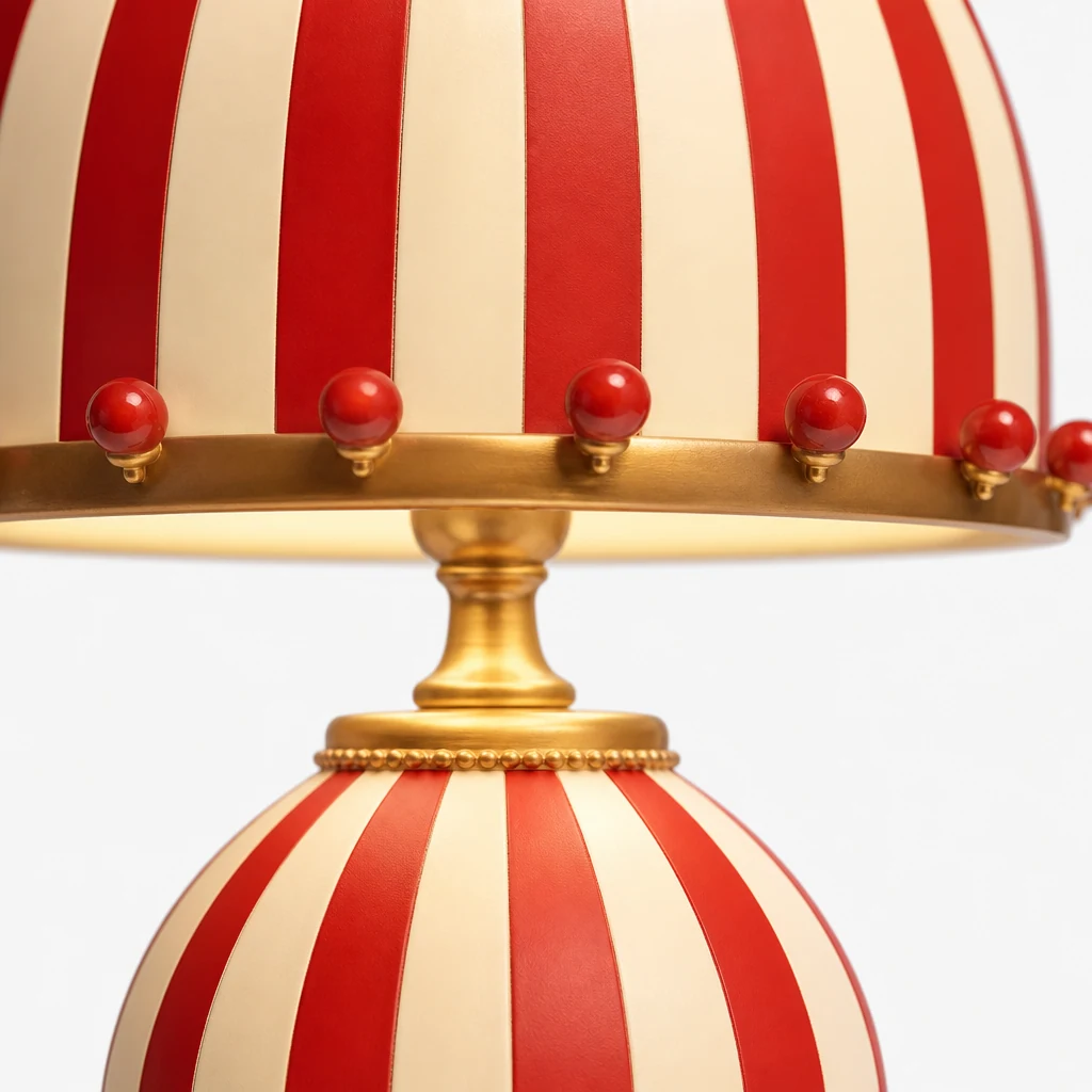 Zbliżenie na abażur lampy stołowej Festilo i detale dekoracyjne
