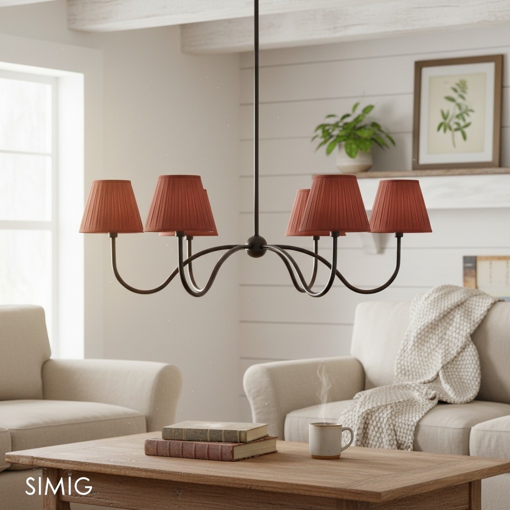 Luvora Modern Multi-Head Pleated Shade Chandelier - Stylish Fabric Ceiling Fixture T035
