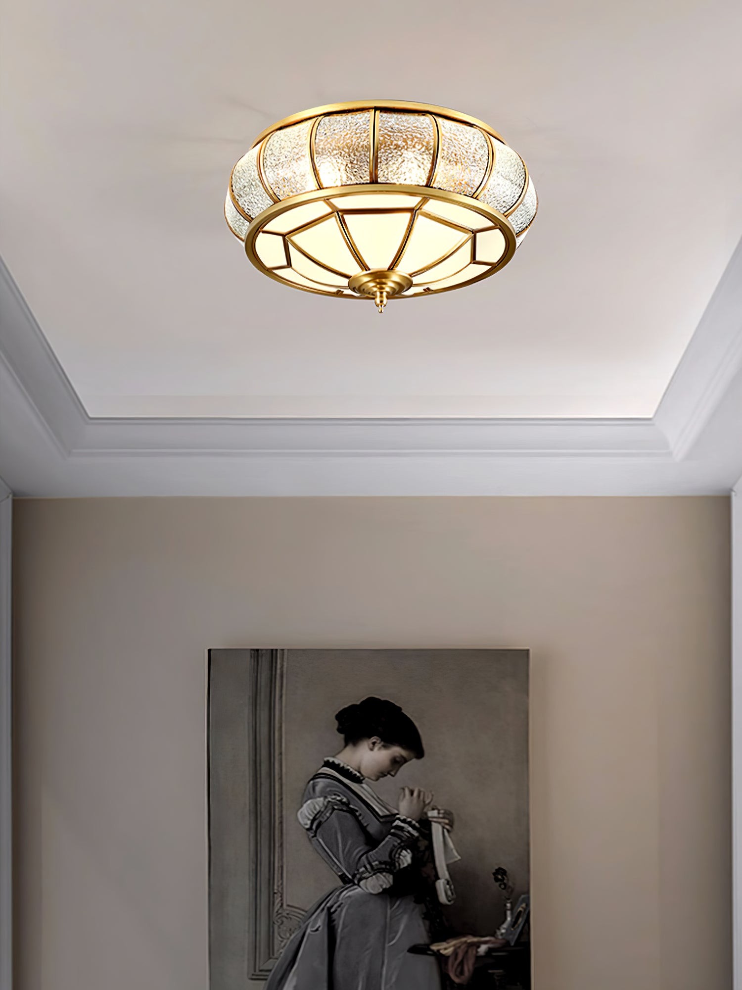 Round Textured Glass Ceiling Light M520