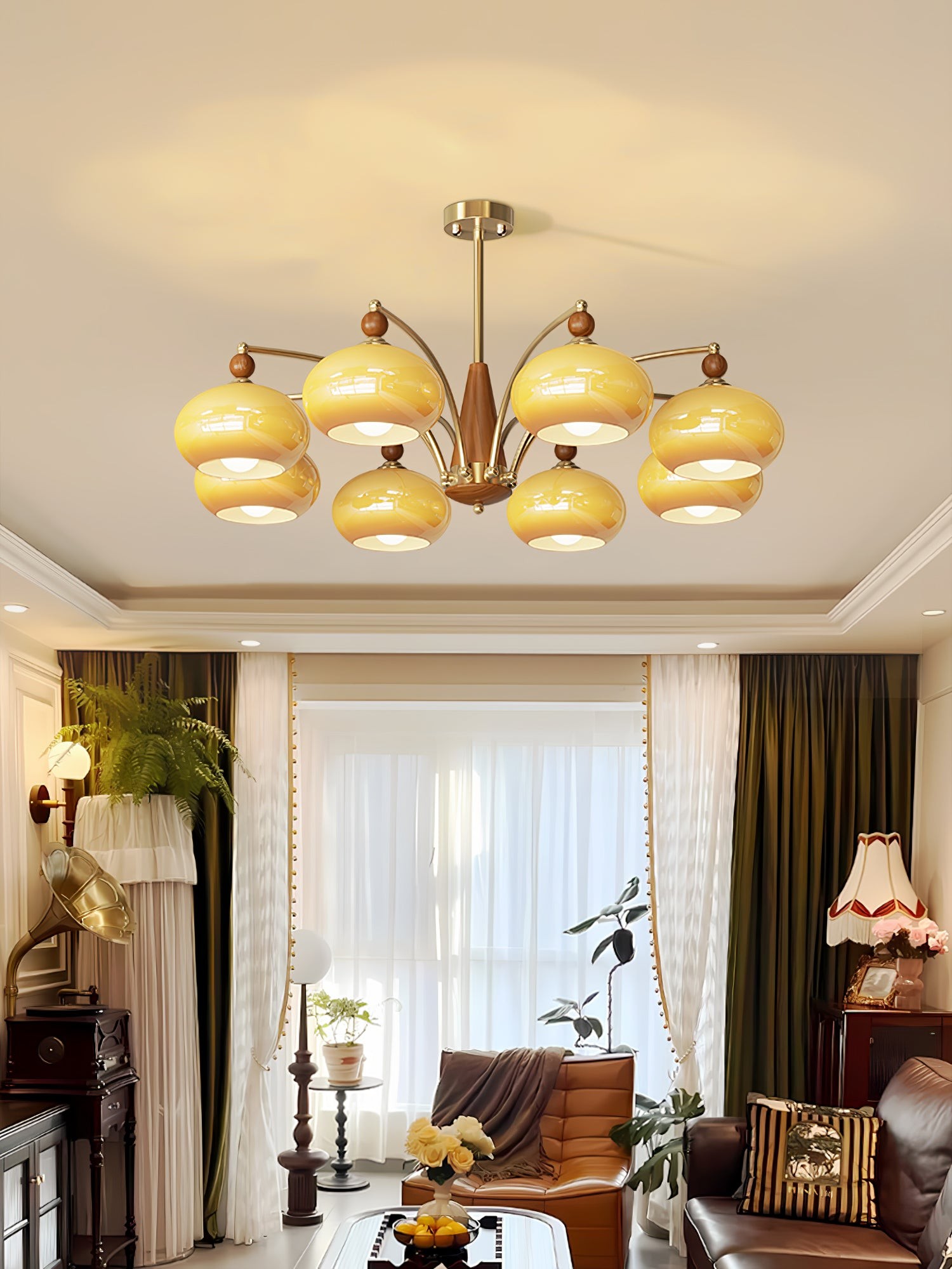 Vintage Multihead Persimmon Chandelier M431
