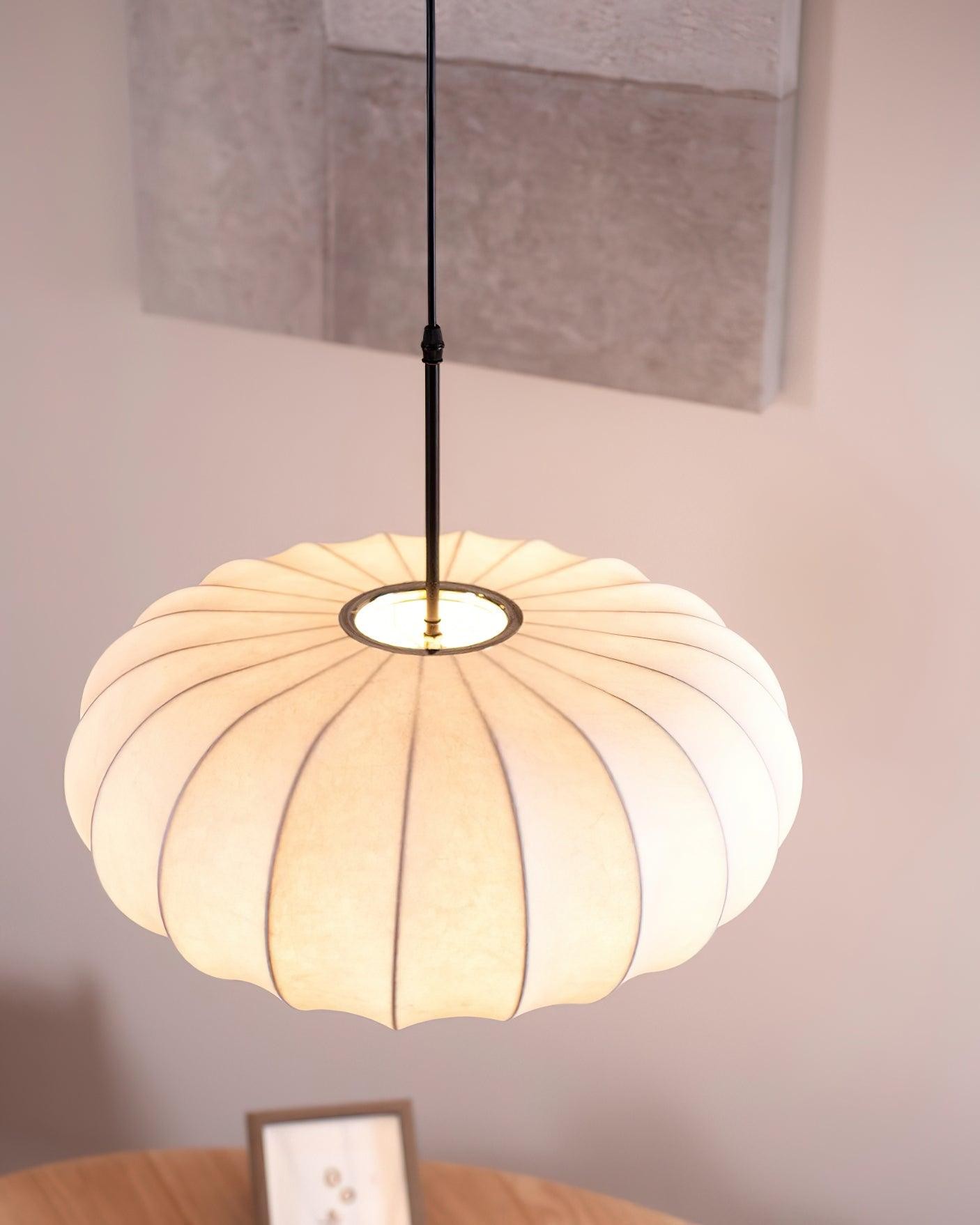 Simple Wabi-sabi White Lantern Fabric Pendant Lamp M105