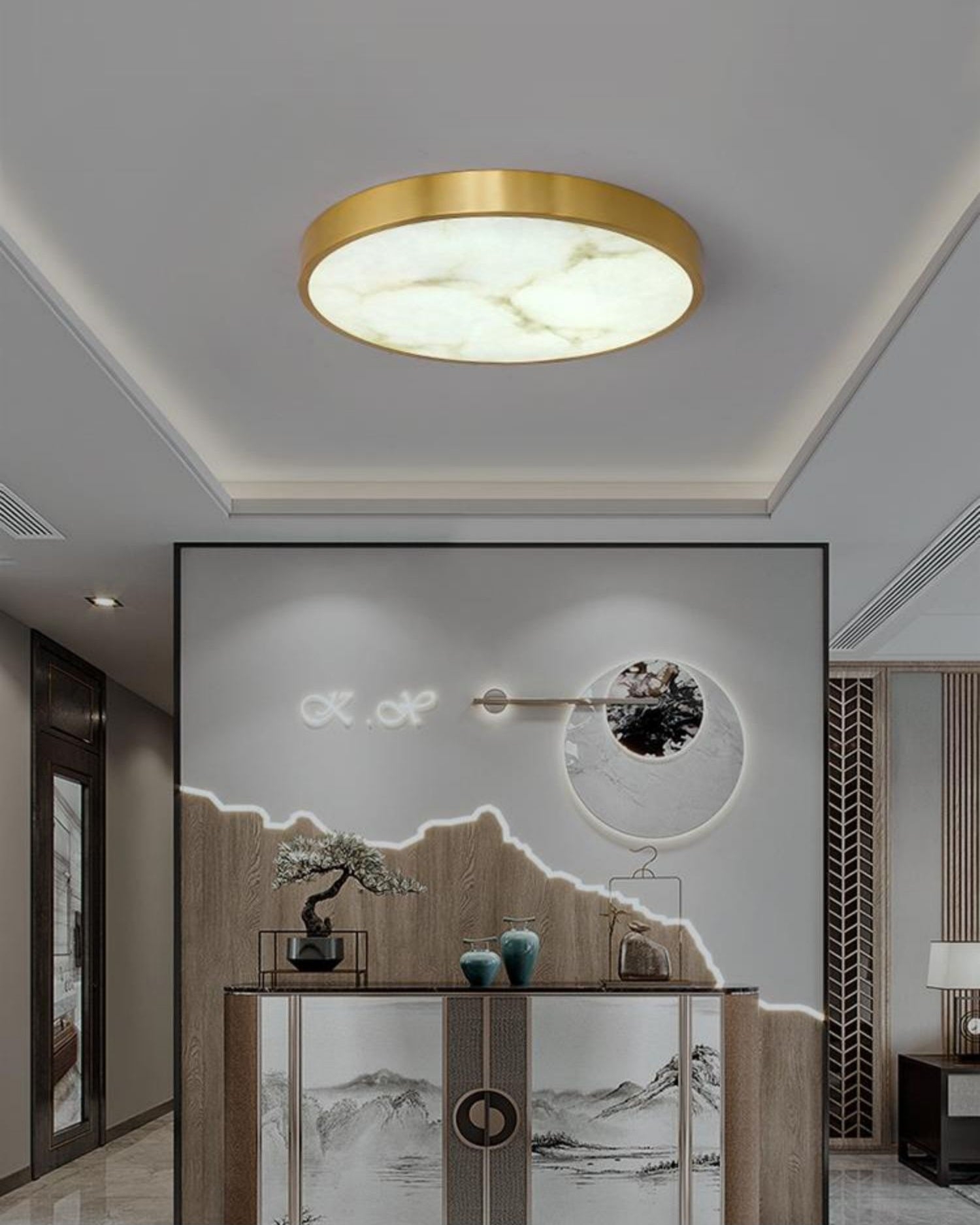Geometric Alabaster Recessed Ceiling Light D431