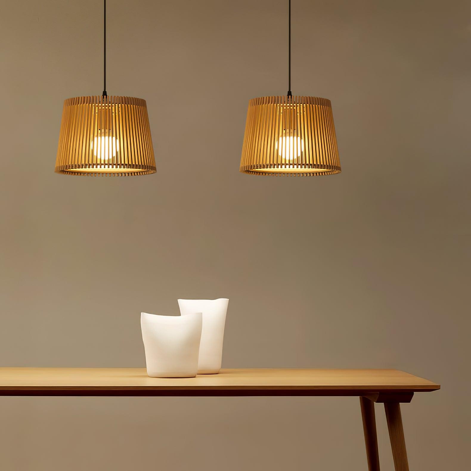 Wooden Log Color Cage Pendant Light M425