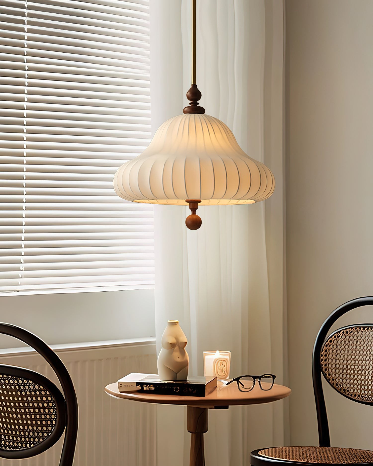 Modern Creative Retro Wabi-Sabi Style Fabric Wood Pendant Light M464