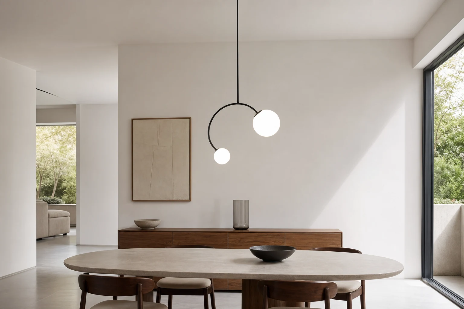 Kreatywna szklana lampa wisząca z podwójnymi głowicami M493 w scenie lifestylowej