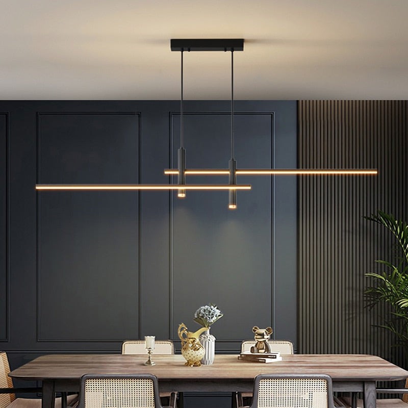 Modern Minimalist Sleek Metal Rod Chandelier M133