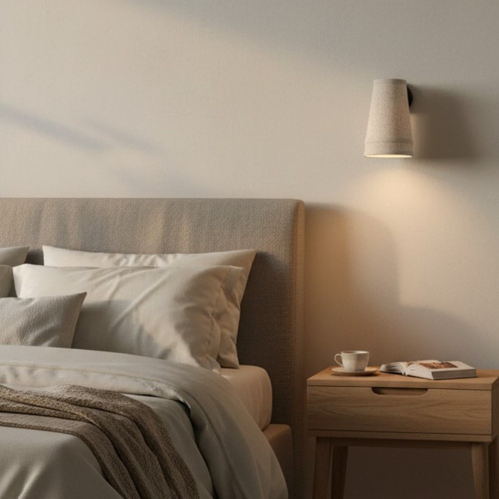 Zalen Textured Linen Bronze Wall Light - Soft Retro Wall Sconce for Reading Nook T652