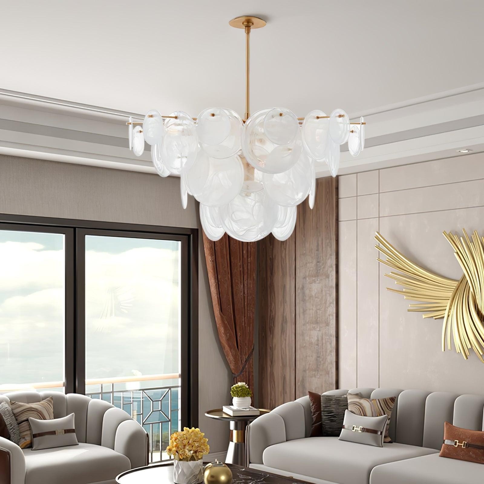 Brass Discs Cascading Chandelier M573