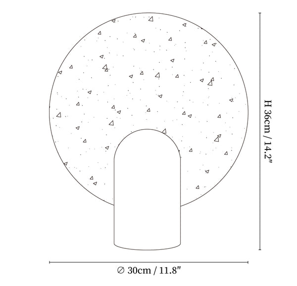 Schemat wymiarowy lampy stołowej Eclipse Stone G18