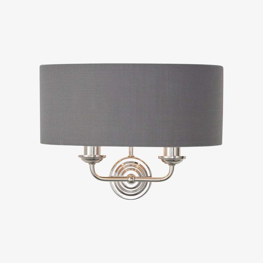 Tela Classic Wall Sconce with Fabric Shade - Elegant Metal Finish Wall Light for Living Room or Bedroom T654