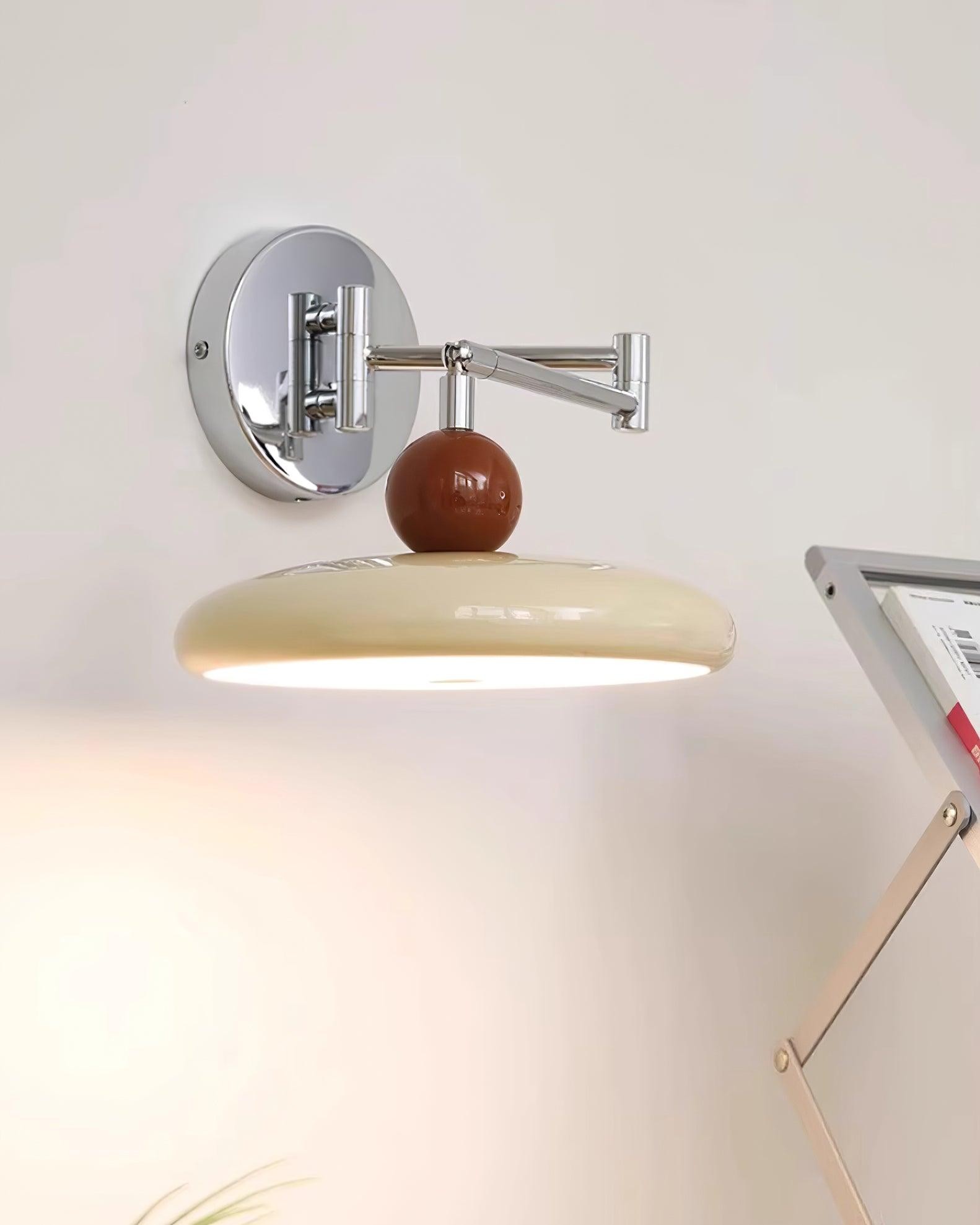 Cream Style Adjustable Swing Arm Disc Reading Wall Lamp M243