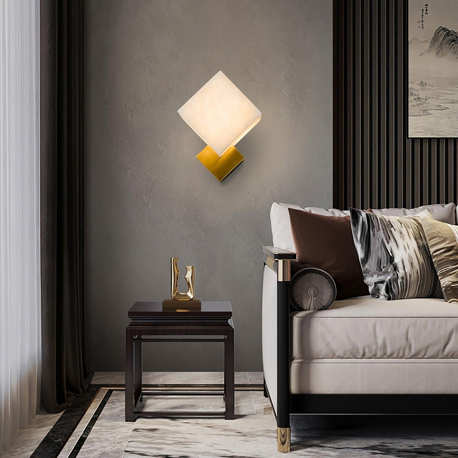 Block Alabaster Wall Sconce D387