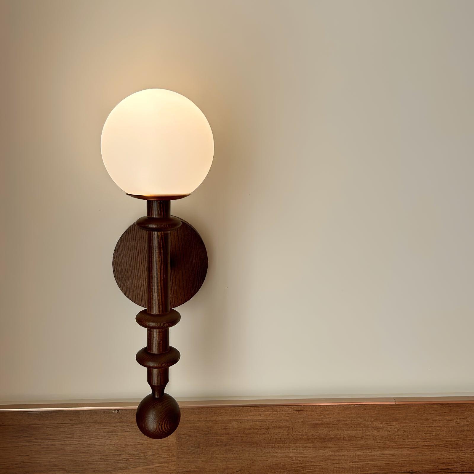 French Simple Vintage Bedside Wooden Glass Wall Lamp M428