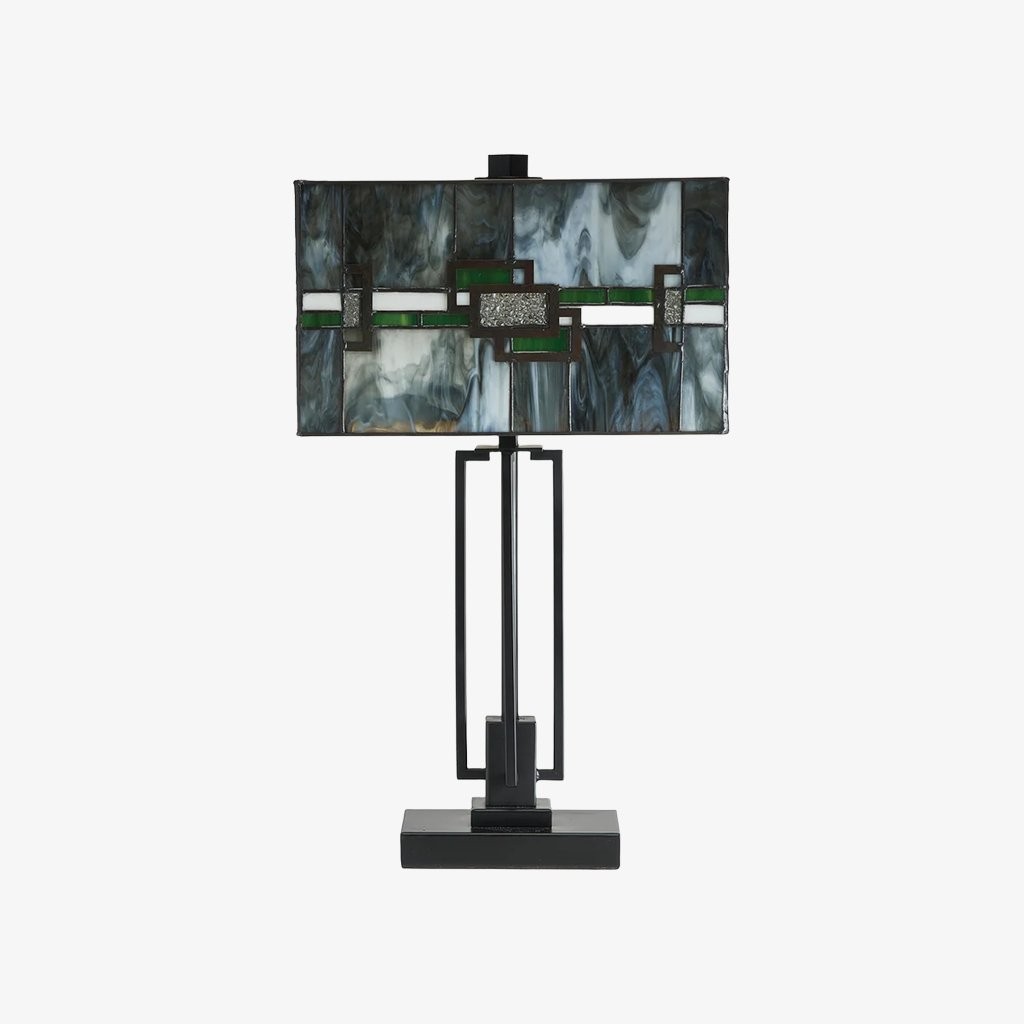 Culletto Stained-Glass Rectangular Table Lamp - Artisan Look for Bedrooms and Hallways T646