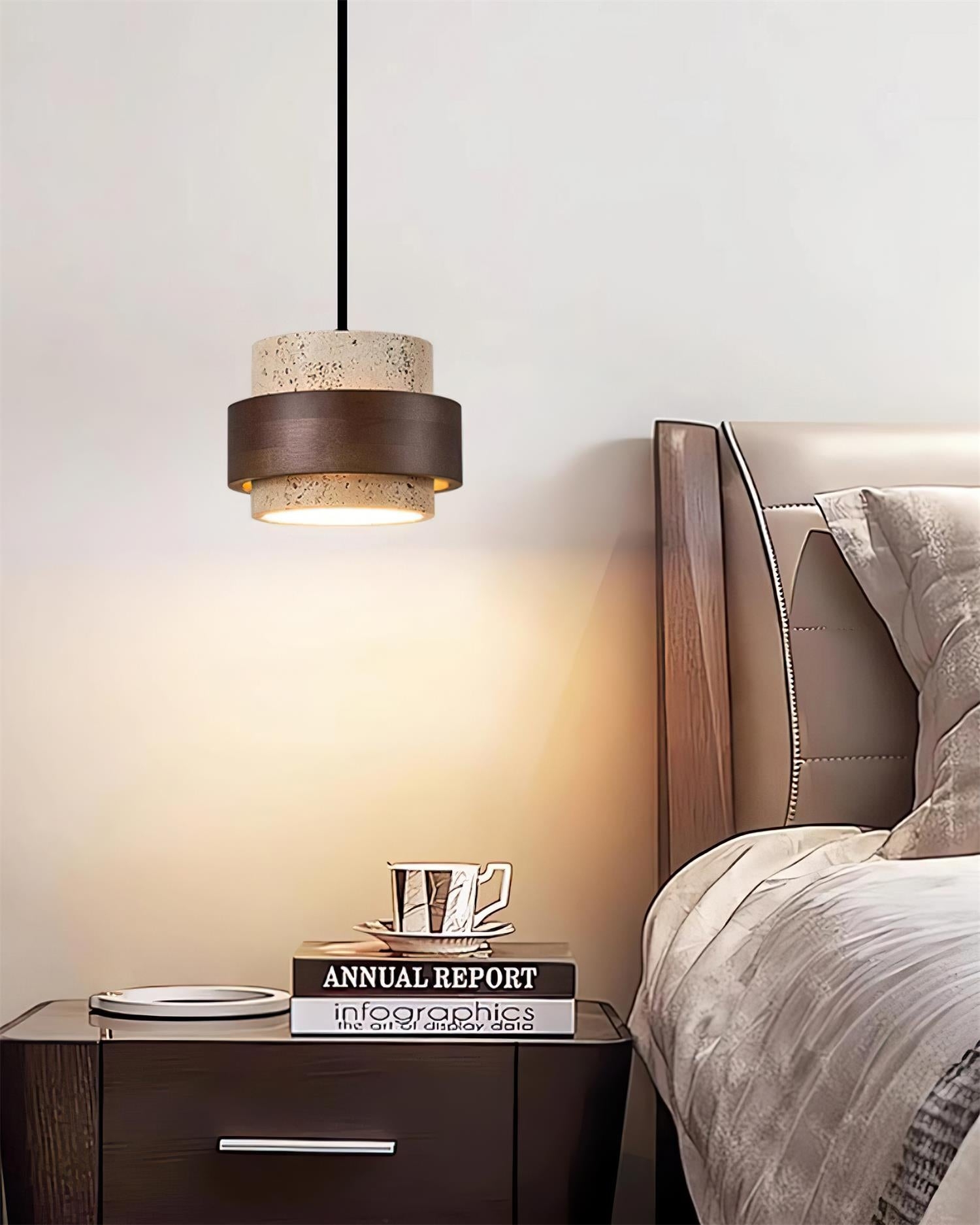Cole Travertine Plug In Pendant Lamp D56