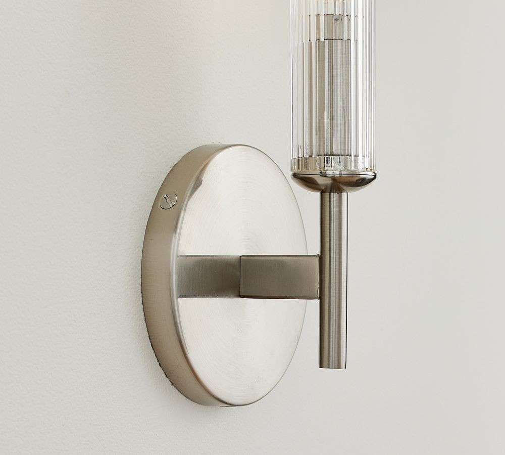 Bravira Ribbed Glass Wall Lamp - Tube Metal Light in Classic Finishes T075