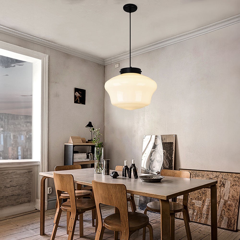 Modern White Milk Glass Geometric Jar Pendant Lamp S167