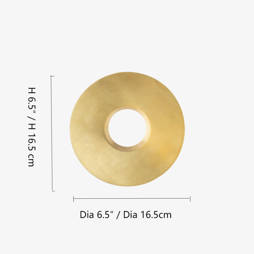 Diagrama de dimensiones de la lámpara de pared Radio Globe que muestra un diámetro de 6,5 pulgadas y una altura de 6,5 pulgadas.