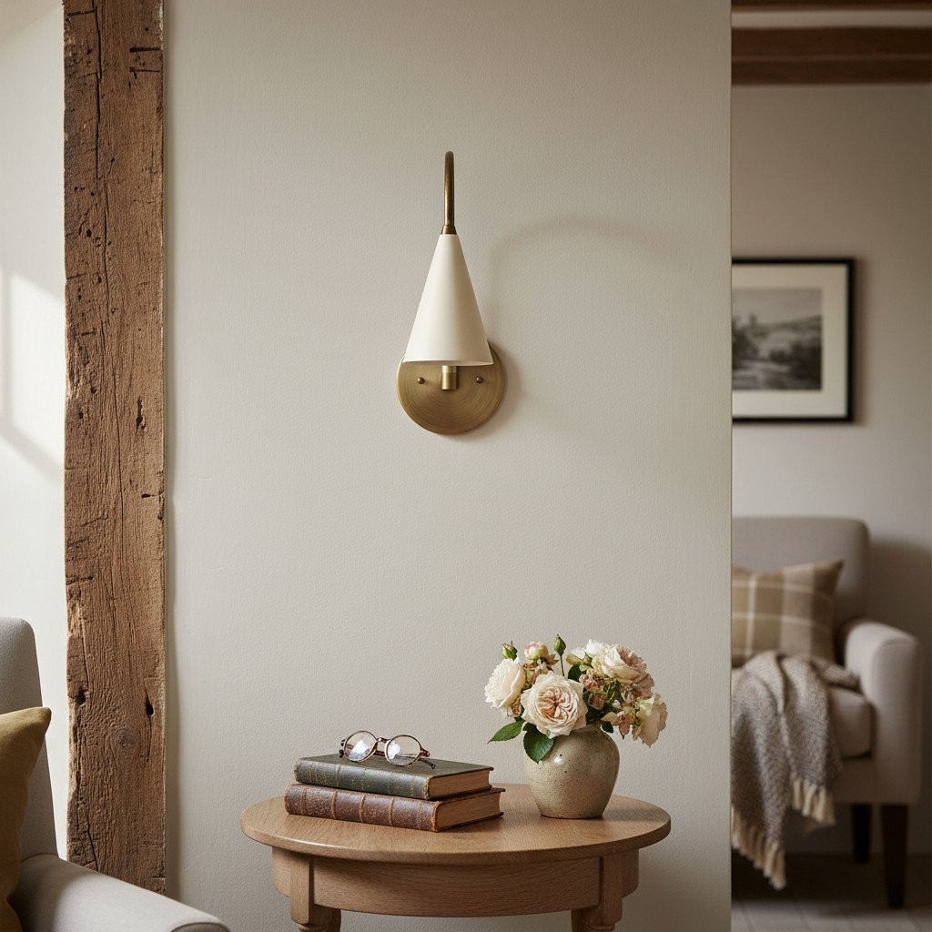 Curva Metal Vintage Wall Sconce - Elegant Cone Shade for Bedrooms T394
