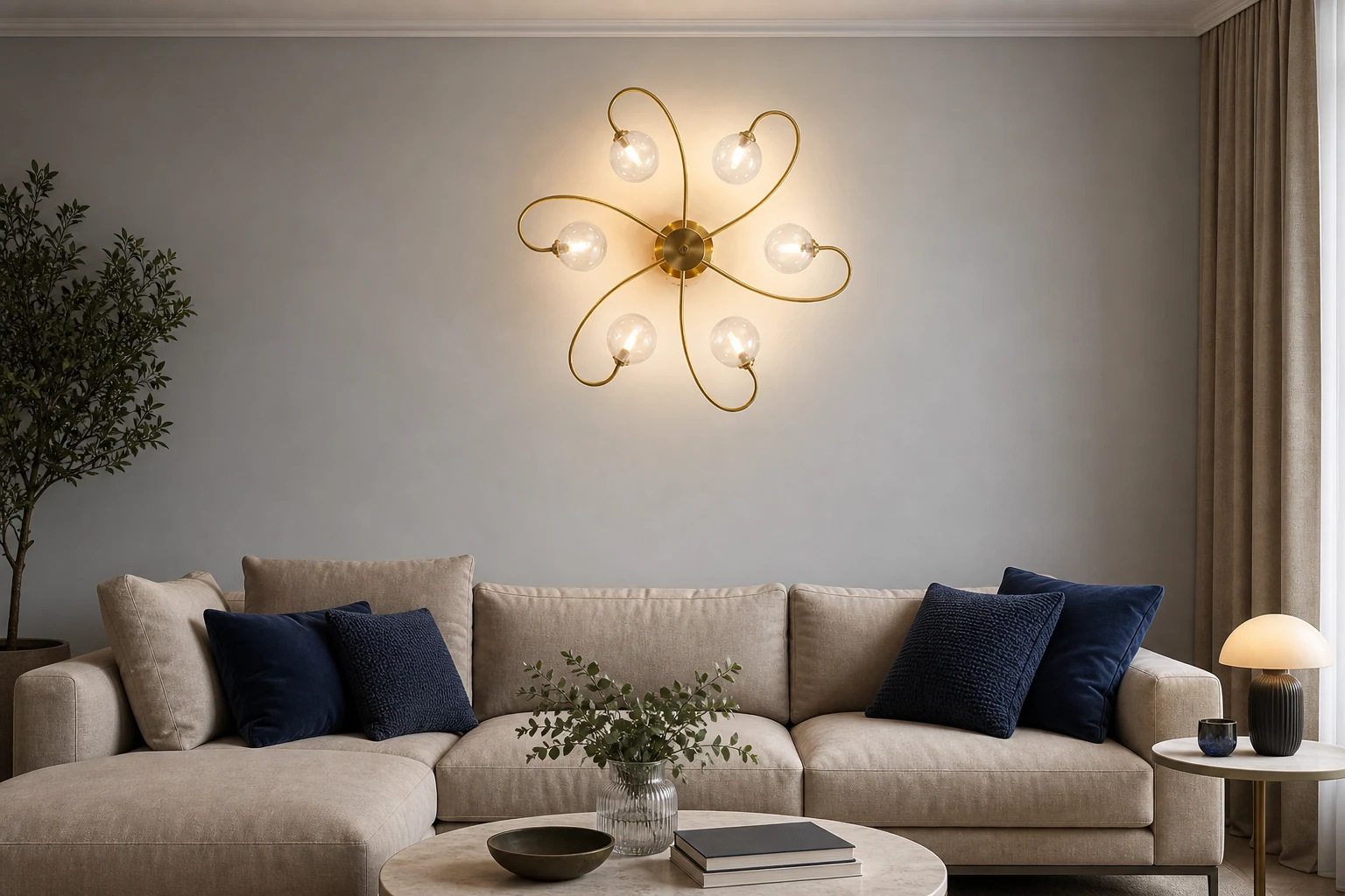 Scena lifestylowa lampy sufitowej BLOOM z widocznym pełnym produktem