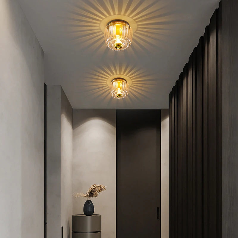 Clara Rays Contemporary Brass Glass Ceiling Light D951